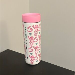 Starbucks White and Pink Monkey Tumbler